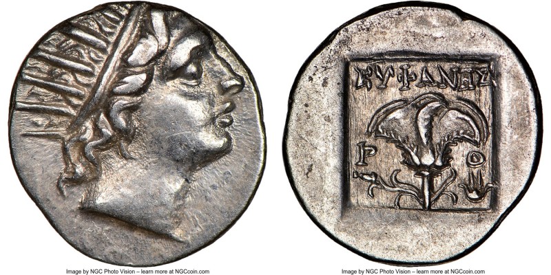 CARIAN ISLANDS. Rhodes. Ca. 88-84 BC. AR drachm (15mm, 11h). NGC AU. Plinthophor...