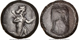 ACHAEMENID PERSIA. Darius I-Xerxes II (ca. 485-480 BC). AR siglos (15mm, 5.32 gm). NGC Choice AU 4/5 - 3/5. Persian king or hero, wearing cidaris and ...
