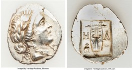 LYCIAN LEAGUE. Masicytes. Ca. 48-20 BC. AR hemidrachm (17mm, 1.68 mm, 1h). Choice XF. Series 3. Laureate head of Apollo right; Λ-Y below / M-A, cithar...
