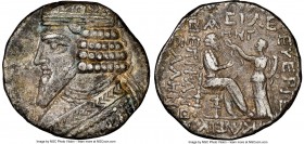 PARTHIAN KINGDOM. Gotarzes II (ca. AD 44-51). BI tetradrachm (27mm, 12h). NGC Choice VF, graffito. Seleucia on the Tigris, dated Seleucid Era 358 (AD ...