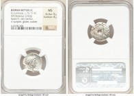 Cn. Cornelius Lentulus (ca. 76-75 BC). AR denarius (18mm, 3.83 gm, 7h). NGC MS 5/5 - 4/5. Uncertain mint in Spain. G•P•R, diademed and draped bust of ...