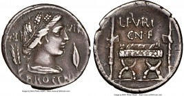 L. Furius Cn.f. Brocchus (ca. 63 BC). AR denarius (19mm, 7h). NGC Choice VF, edge cuts. Rome. III-VIR / BROCCHI, draped bust of Ceres right, wearing g...