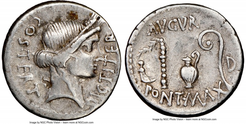 Julius Caesar, as Dictator (49-44 BC). AR denarius (18mm, 3.93 gm, 4h). NGC VF 5...