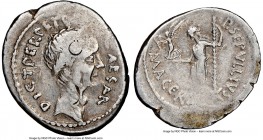 Julius Caesar, as Dictator (49-44 BC). AR denarius (20mm, 3.88 gm, 5h). NGC VF 3/5 - 2/5, bankers marks. Rome, February-March 44 BC, P. Sepullius Mace...