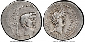 Marc Antony, as Imperator and Triumvir (43-30 BC). AR denarius (18mm, 3.89 gm, 12h). NGC VF 4/5 - 4/5. Military mint traveling with Antony in Italy, c...