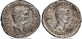 Marc Antony and Octavian, as Imperators and Triumvirs (43-33 BC). AR denarius (20mm, 3.82 gm, 12h). NGC VF 5/5 - 5/5. Ephesus, 41 BC, M. Barbatius Pol...