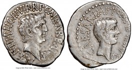 Marc Antony and Octavian, as Imperators and Triumvirs (43-33 BC). AR denarius (20mm, 4.01 gm, 12h). NGC VF 4/5 - 4/5. Ephesus, 41 BC, M. Barbatius Pol...
