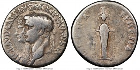 Claudius I (AD 41-54), with Agrippina Junior. AR cistophorus (26mm, 7h). NGC Choice Fine. Ephesus, AD 50/1. TI CLAVD•CAES•AVG•AGRIPP•AVGVSTA, conjoine...