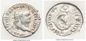Titus (AD 79-81). AR denarius (19mm, 3.34 gm, 6h). Choice Fine. Rome, AD 80. IMP TITVS CAES VESPASIAN AVG P M, laureate head of Titus right / TR P IX ...