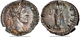 Antoninus Pius (AD 138-161). AR denarius (18mm, 12h). NGC Choice XF. Rome, AD 152-153. Laureate head of Pius right, drapery on far shoulder / COS IIII...