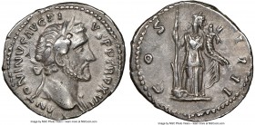 Antoninus Pius (AD 138-161). AR denarius (19mm, 5h). NGC Choice VF. Rome, AD 154-155. ANTONINVS AVG PI-VS P P TR P XVIII, laureate head of Antoninus r...