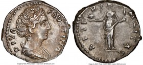 Diva Faustina Senior (AD 138-140/1). AR denarius (19mm, 6h). NGC XF. Rome, AD 141-161. DIVA-FAVSTINA, draped bust of Diva Faustina Senior right, seen ...