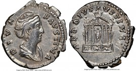 Diva Faustina Senior (AD 138-140/1). AR denarius (19mm, 4h). NGC Choice VF. Rome, after AD 141. DIVA-FAVSTINA, draped bust of Diva Faustina Senior rig...
