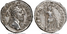 Marcus Aurelius (AD 161-180). AR denarius (18mm, 12h). NGC XF. Rome, AD 163-164. M AVREL ANT-ONINVS AVG, laureate head of Marcus right / TR P XXXIII I...