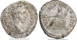 Commodus (AD 177-192). AR denarius (19mm, 12h). NGC Choice VF. Rome, December AD 179-180. L AVREL COM-MODVS AVG, laureate, draped and cuirassed bust o...