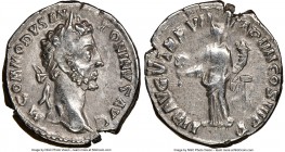 Commodus (AD 177-192). AR denarius (18mm, 6h). NGC Choice VF, scratch. Rome, AD 181-182. M COMMODVS AN-TONINVS AVG, laureate head of Commodus right / ...