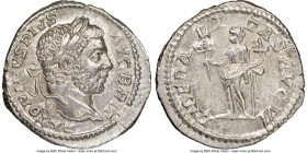 Caracalla (AD 198-217). AR denarius (19mm, 12h). NGC Choice AU. Rome, AD 213-217. ANTONINVS PIVS AVG BRIT, laureate head of Caracalla right / LIBERALI...