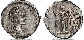 Caracalla (AD 198-217). AR denarius (18mm, 12h). NGC Choice AU. Laodicea, AD 199. IMP CAE M AVR ANT AVG P TR P II, laureate, draped and cuirassed bust...