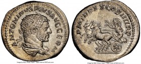 Caracalla (AD 198-217). AR antoninianus (23mm, 5.76 gm, 6h). NGC AU 5/5 - 4/5. Rome, AD 217. ANTONINVS PIVS AVG GERM, laureate, draped, cuirassed bust...