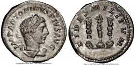 Elagabalus (AD 218-222). AR denarius (20mm, 6h). NGC Choice AU. Rome, AD 218-222. IMP ANTONINVS PIVS AVG, laureate and draped bust of Elagabalus right...