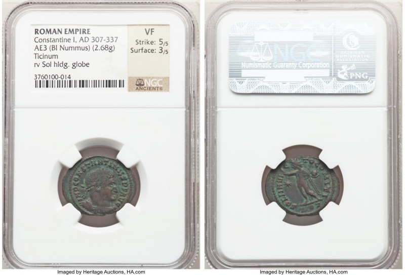 Constantine I the Great (AD 307-337). AE3 or BI nummus (22mm, 2.68 gm, 11h). NGC...