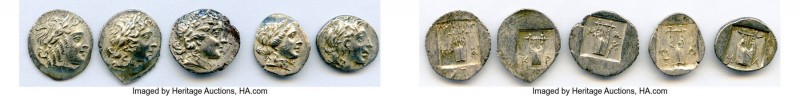 ANCIENT LOTS. Greek. Lycian League. Ca. 48-20 BC. Lot of five (5) AR hemidrachms...