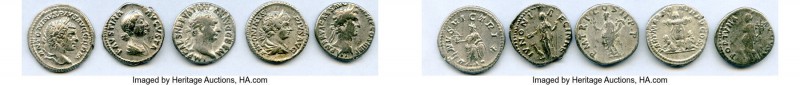 ANCIENT LOTS. Roman Imperial. Lot of five (5) AR denarii. About Choice Fine-XF. ...