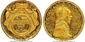 Salzburg. Hieronymus gold 1/4 Ducat 1777 MS62 Prooflike NGC, KM443, Fr-883. Excellent strike with highly reflective fields. 

HID09801242017

© 20...