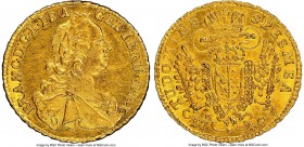 Franz I gold Ducat 1749/8-CA MS61 NGC, Karlsburg mint (in Transylvania), KM1725.2 (overdate unlisted), Jones-2291. Includes detailed collector and auc...