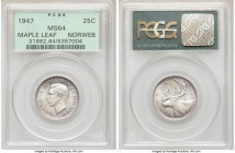 George VI "Maple Leaf" 25 Cents 1947 MS64 PCGS, Royal Canadian mint, KM35. Maple leaf variety. Ex. Norweb Collection

HID09801242017

© 2020 Herit...