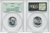 George VI Prooflike "Low Relief" 25 Cents 1951 PL66 PCGS, Royal Canadian mint, KM44. Blast white and flashy. 

HID09801242017

© 2020 Heritage Auc...