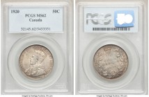 George V "Narrow 0" 50 Cents 1920 MS62 PCGS, Ottawa mint, KM25a. Narrow "0" variety. Scratch on obverse noted for accuracy. 

HID09801242017

© 20...