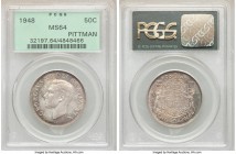 George VI "Narrow Date" 50 Cents 1948 MS64 PCGS, Royal Canadian mint, KM45. Multi-colored toning. Ex. Pittman Collection

HID09801242017

© 2020 H...
