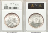 George V Dollar 1935 MS64 ANACS, Royal Canadian mint, KM30. Conservatively graded. 

HID09801242017

© 2020 Heritage Auctions | All Rights Reserve...