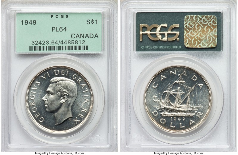 George VI Prooflike Dollar 1949 PL64 PCGS, Royal Canadian mint, KM47. Newfoundla...