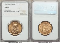 George V gold 10 Dollars 1914 MS64 NGC, Ottawa mint, KM27. Three year type. Rose-gold color. AGW 0.4838 oz.

HID09801242017

© 2020 Heritage Aucti...