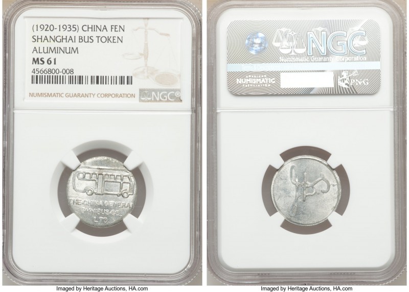 Shanghi 3-Piece Lot of Certified aluminum Fen Bus Tokens ND (1920-1935) NGC, 1) ...