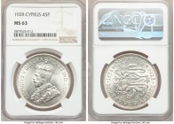British Colony. George V 45 Piastres 1928 MS63 NGC, KM19. One year type, 50th anniversary of British Rule. 

HID09801242017

© 2020 Heritage Aucti...