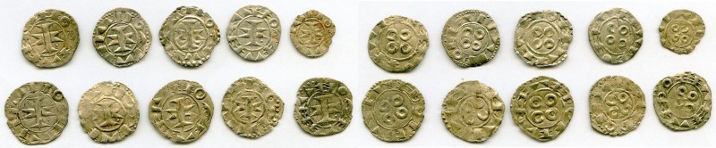 Melgueil 10-Piece Lot of Uncertified Deniers ND (12th-13th Century) VF, 12.7-18....