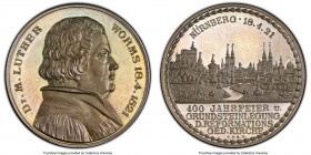 Nurnberg silver Specimen "Anniversary of Foundation Stone of the Reformation Church " Medal 1921 SP66 PCGS, Erlanger-911, Whiting-869. By Lauer. Marti...