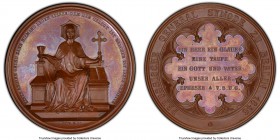 Prussia bronzed copper Specimen "Prussian General Synod in Berlin" Medal 1846 SP65 PCGS, Whiting-725. By Loos. 50mm. EINEN ANDERN GRUND KANN NIEMAND L...