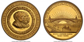 Prussia. Wilhelm II gilt-bronze Specimen "Opening of the Kiel Canal" Medal 1895 SP63 PCGS, Lange-1373, Marienburg-7014 (bronze). By W. M(ayer). 50mm. ...
