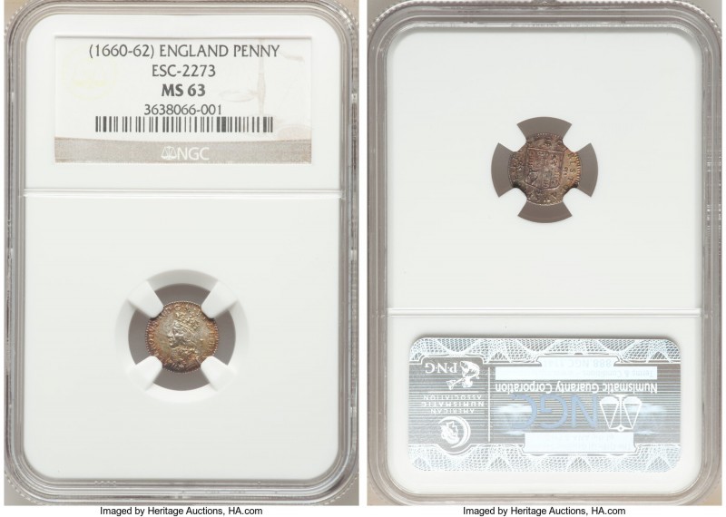 Charles II Penny ND (1660-1662) MS63 NGC, KM397, S-3323, ESC-2773. Darker shades...