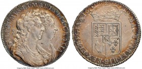 William & Mary 1/2 Crown 1689 AU Details (Cleaned) NGC, KM472.1, S-3435. 1st bust, 1st shield. Pearls, no frosting. Nicely toned in golden brown with ...