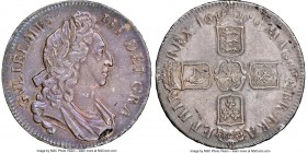 William III Crown 1696 UNC Details (Planchet Flaw, Reverse Scratched) NGC, KM494.1, S-3472. OCTAVO edge. Sheathed in a florescent blue tone. 

HID09...