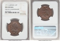 George III 1/2 Penny 1771 UNC Details (Private Countermark) NGC, KM601. Star countermark on reverse. 

HID09801242017

© 2020 Heritage Auctions | ...