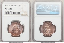 George IV 1/2 Penny 1826 MS65 Red and Brown NGC, KM692, S-3824. Full strike with mint bloom and blue toning. 

HID09801242017

© 2020 Heritage Auc...