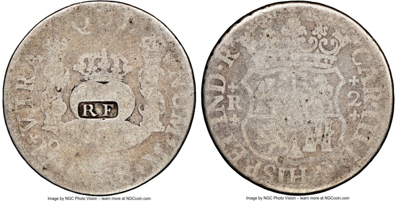 Charles III 2 Reales 1768 Mo-M AG Details (Private Countermark) NGC, Mexico City...