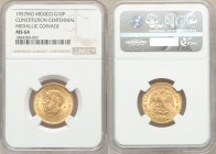 Estados Unidos gold Medallic 10 Pesos 1957-Mo MS64 NGC, Mexico City mint, KM-M123A. Centennial of the constitution issue. AGW 0.2411 oz. 

HID098012...
