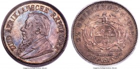 Republic 2-1/2 Shillings 1892 MS63 PCGS, Pretoria mint, KM7. Mintage: 16,000. The first and lowest mintage date in this 6-year ZAR series, appearing f...